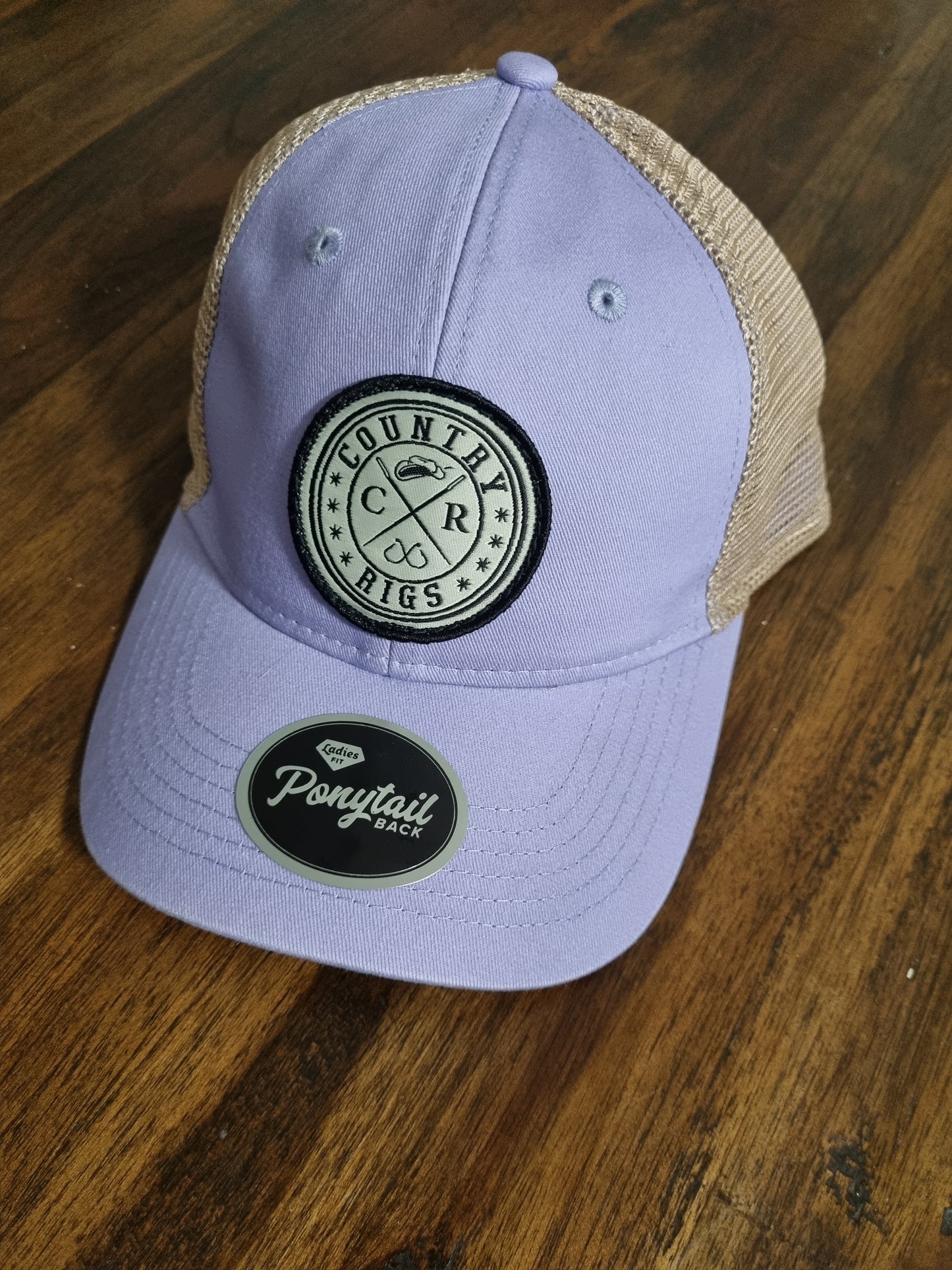Hooked Pony Tail Cap Purple Cotton Patch