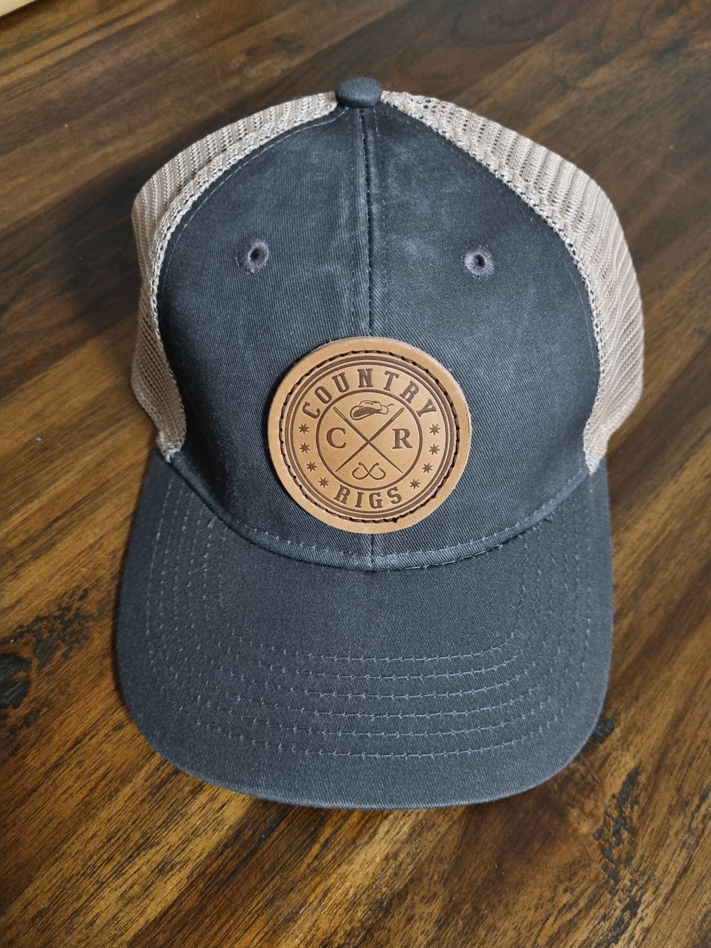 Hooked Pony Tail Cap Grey leather Patch